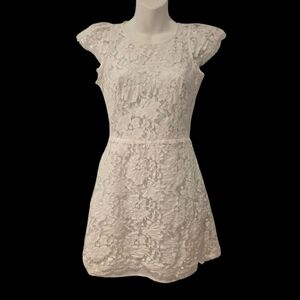 Signature8 White Lace Backless Mini Dress Bachlorette Neutral Bridal Shower NYE